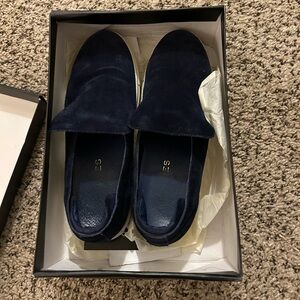 Navy Suede slides. Jslides. Size 8. Worn.